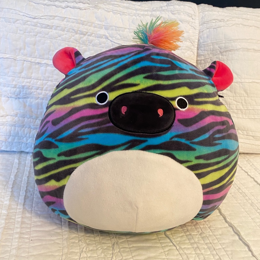 Squishmallow 12" Safiyah Zebra Rainbow Mohawk & Stripes Plush Toy New w/Tags